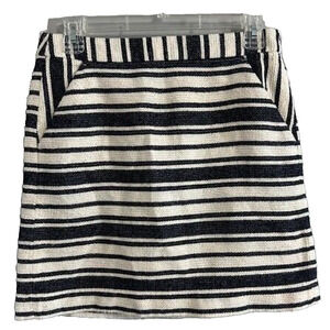 Banana Republic Womens Navy White Striped Textured Mini Skirt Lined 4